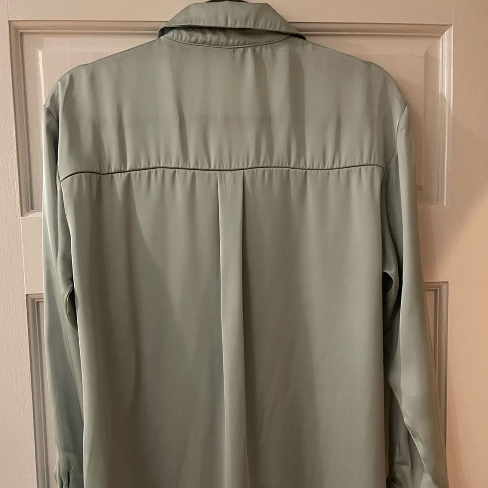 Zara Satin Effect Basic Shirt Light Green - image 8